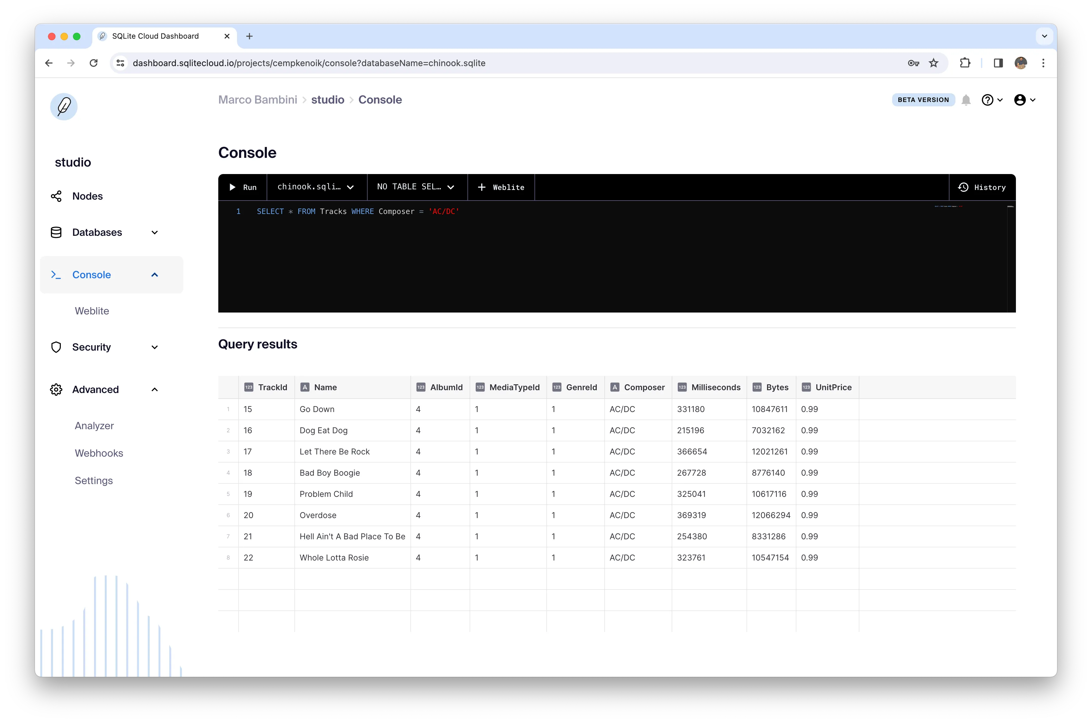 Dashboard Analyzer Console
