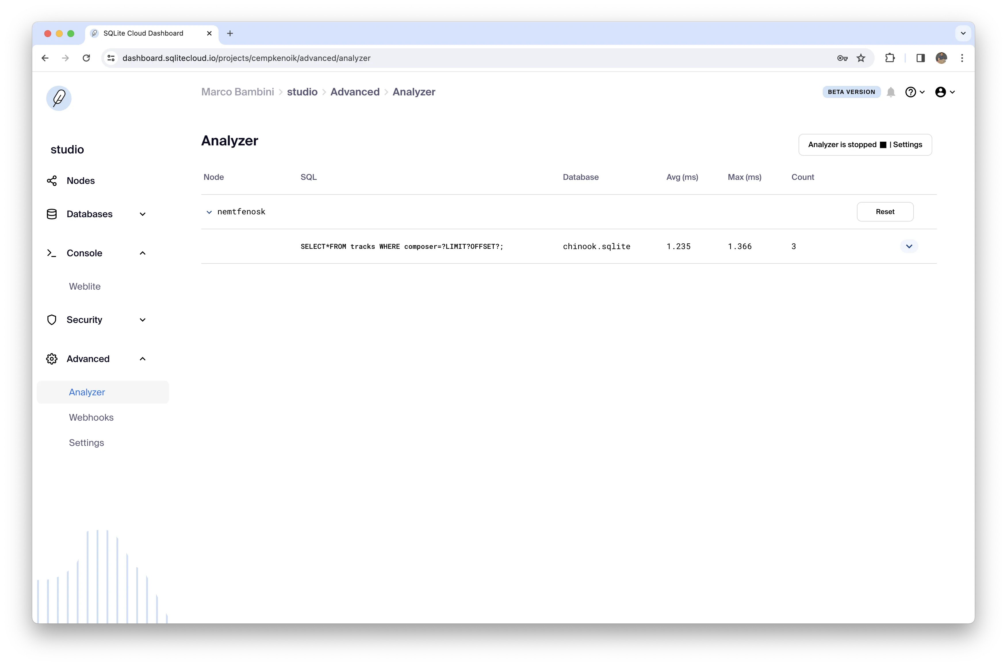 Dashboard Analyzer Query